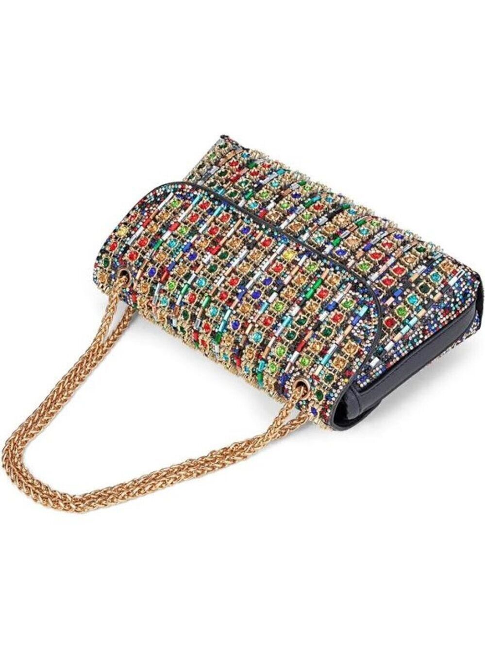 Sparkly Rhinestones Clutch Purses Crossbody Bag with Chain for Wedding Party - Picture 9 of 12